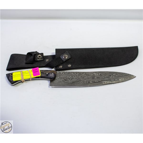 LARGE DAMASCUS KNIFE LAMINATE HANDLE