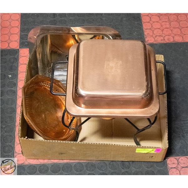 COPPER CHAFFING DISH WITH STAND