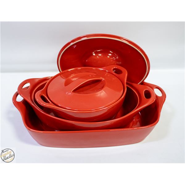 5PC RED CORNINGWARE