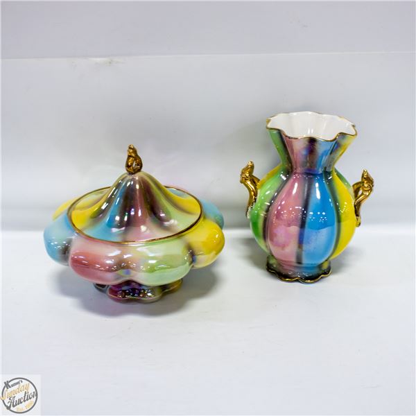 3PC VINTAGE SICAS SESTO FIOR RAINBOW LUSTRE GLAZE