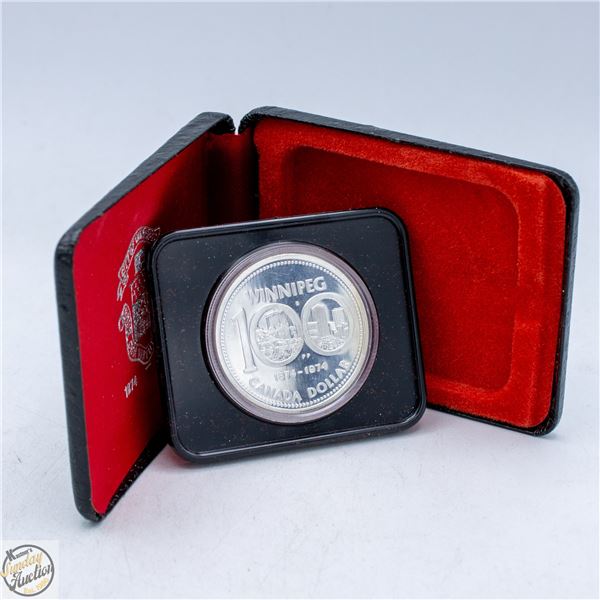 1974 RCM WINNIPEG 100 YEARS SILVER DOLLAR IN CASE