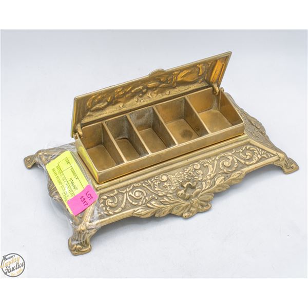 ANTIQUE ART NOUVEAU SOLID BRASS STAMP HOLDER