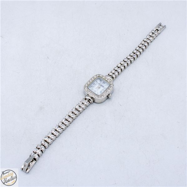JOAN RIVER WHITE GOLD TONE CRYSTAL WATCH RETIRED
