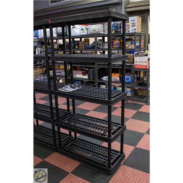 NEW ASSEMBLED 6FT TALL PLASTIC SHELF H-73" W-17.5"