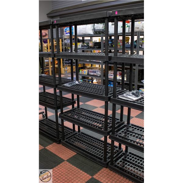 NEW ASSEMBLED 6FT TALL PLASTIC SHELF H-73" W-17.5"