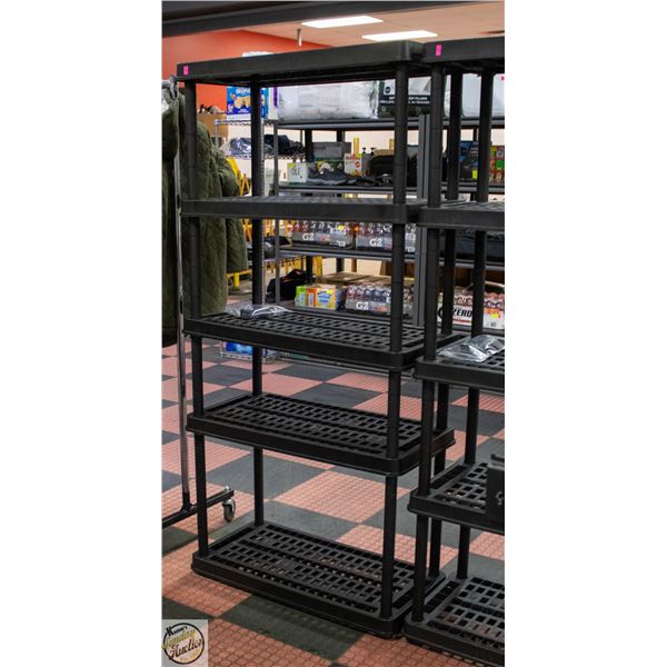 NEW ASSEMBLED 6FT TALL PLASTIC SHELF H-73" W-17.5"