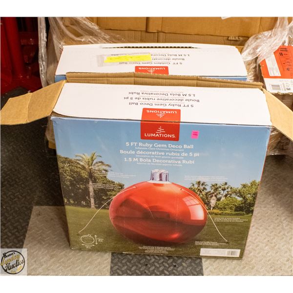 LOT OF 2 5FT RUBY GEM DECO BALLS 5FT
