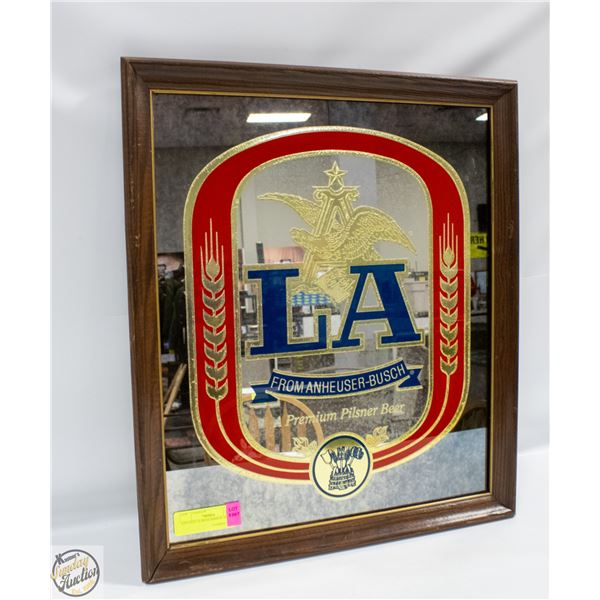 VINTAGE LA BEER MIRROR 18" X 20"