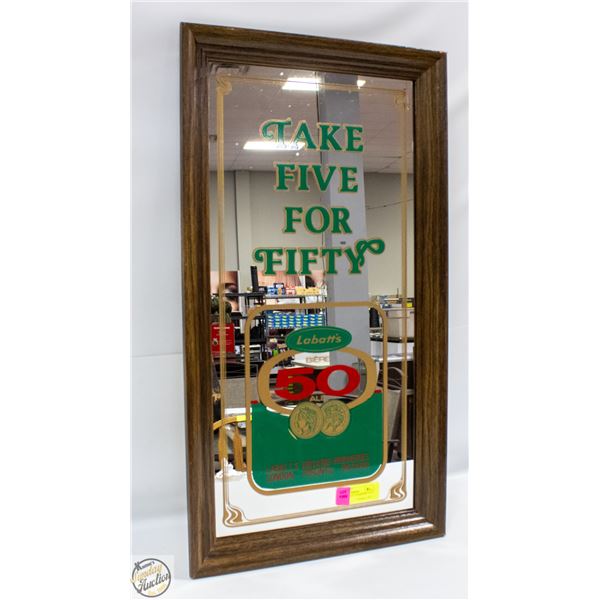 VINTAGE LABATT 50 MIRROR 15" X 27"