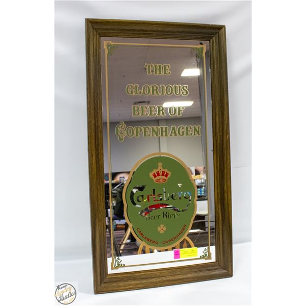 VINTAGE CARLSBERG MIRROR 15" X 27"