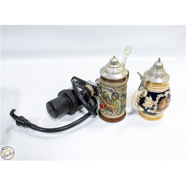 KEG PUMP SOLD WITH GERMAN STEINS