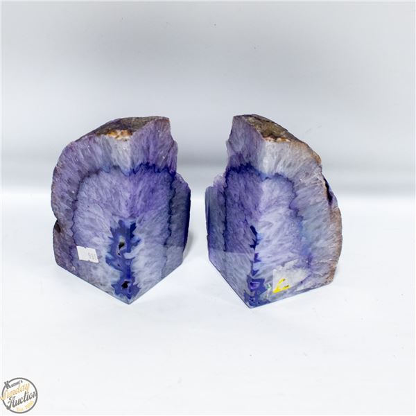 PURPLE STONE BOOK ENDS (COLOUR/HEAT ENHANCED)