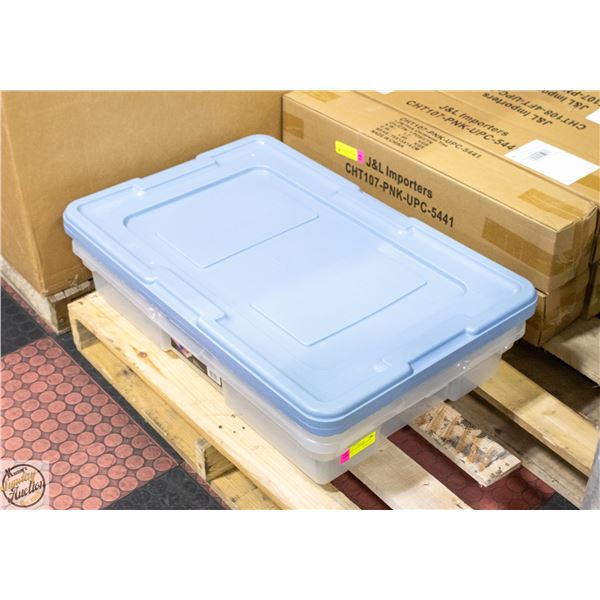 LOT OF 2 CLEAR STORAGE BINS