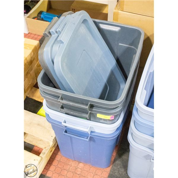 LOT OF 4 RUBBERMAID BINS