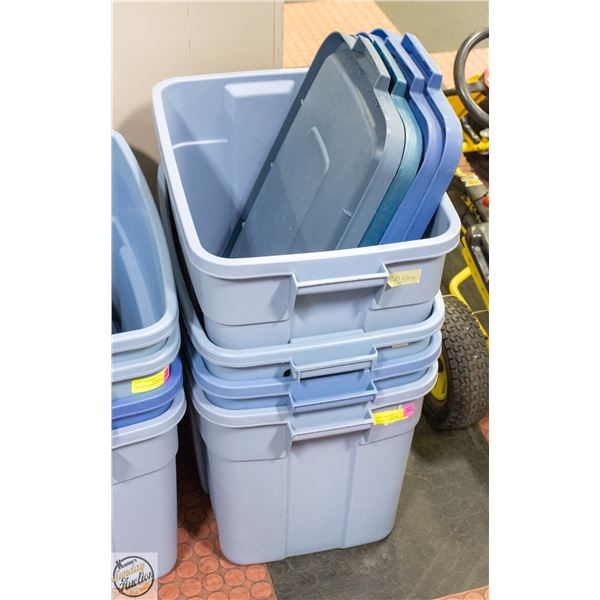 LOT OF 4 RUBBERMAID STORAGE BINS