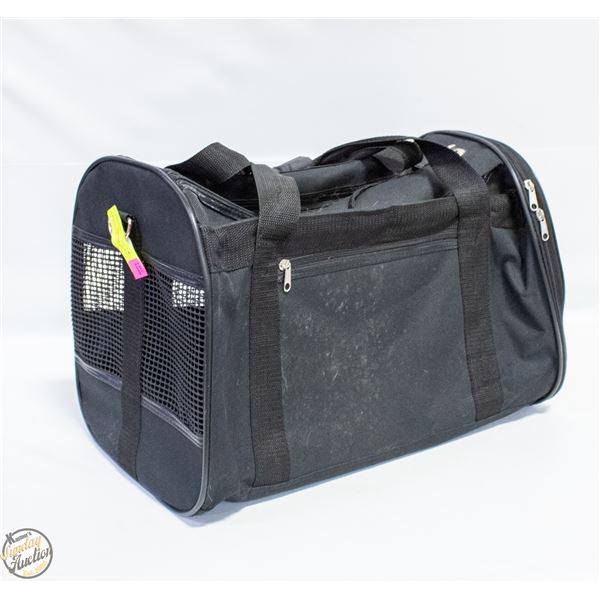 BLACK SMALL PET CARRIER MESH SIDES