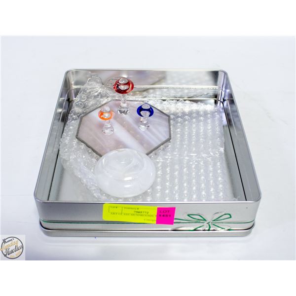 ART GLASS MUSHROOMS, MARBLE