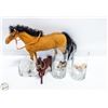 Image 1 : (5PCS) VINTAGE ESTATE HORSES + GLASS ETCHED