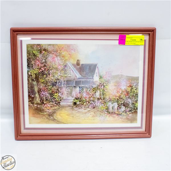ARTWORK PRINT OF HOUSE WITH GARDEN IN COUNTRY