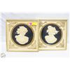 Image 1 : 2 VINTAGE SHADOW BOX STYLE CAMEO PICTURE IN ORNATE