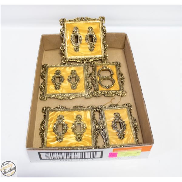 LOT OF ORNATE BRASS LIGHT SWITCH COVERS