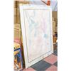 Image 1 : 48" X 60" FRAMED FLORAL TEXTURED ART