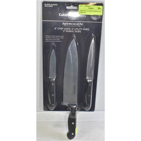 NEW CUISINART 3PC KNIFE SET, INCL: 8" CHEF KNIFE,