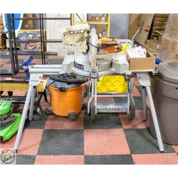RIDGID 12" COMPOUND MITRE SAW ON ROK STAND