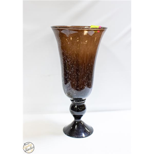 DARK COLORED GLASS WIDE MOUTH VASE