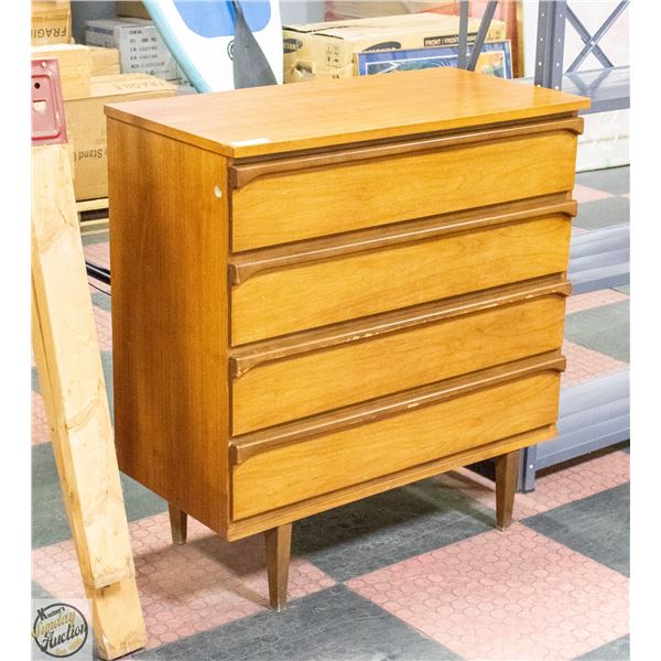 MCM WALNUT 4 DRAWER DRESSER- HAS LOCK BUT NO KEY