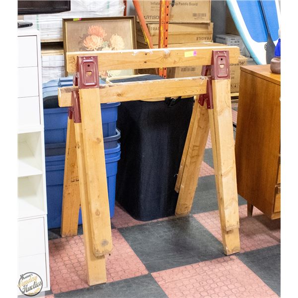 WOODEN SAWHORSES- SET OF 2
