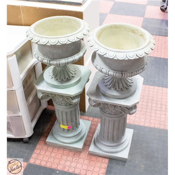 LOT OF GREY PLANT POTS GRECIAN STYLE