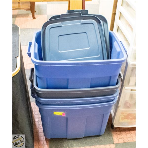 LOT OF 4 RUBBERMAID STORAGE BINS