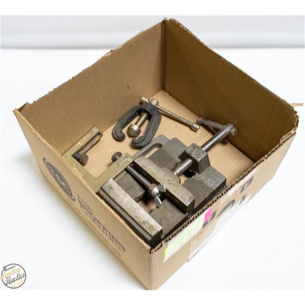 LOT OF VARIOUS CLAMPS AND VISES