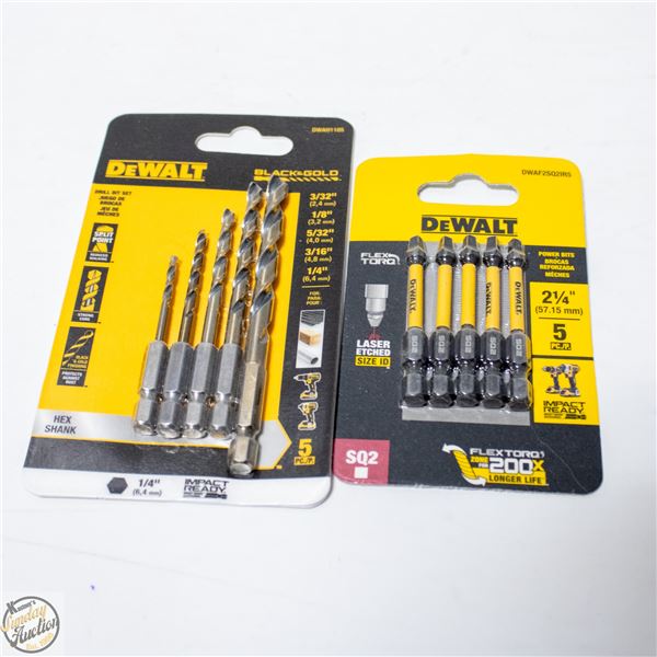 DEWALT BLACK AND GOLD TONE DRILL, BIT SET WITH
