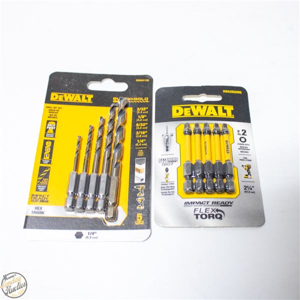 DEWALT BLACK AND GOLD TONE DRILL, BIT SET WITH