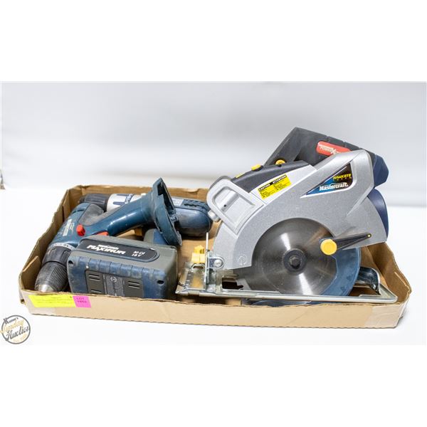 LOT OF MASTERCRAFT CORDLESS DRILL & CIRCULAR SAW