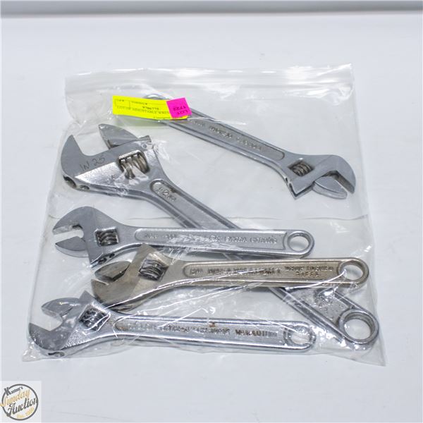 LOT OF ADJUSTABLE WRENCHS