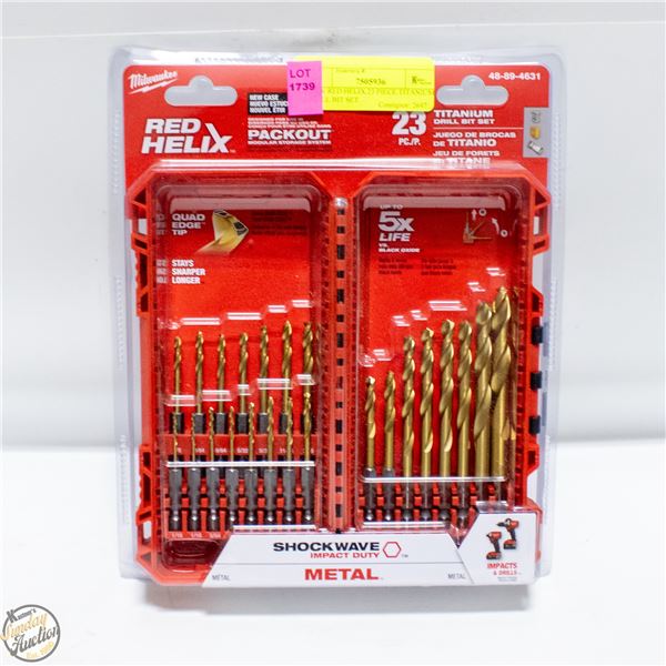 NEW RED HELIX 23 PIECE TITANIUM DRILL BIT SET