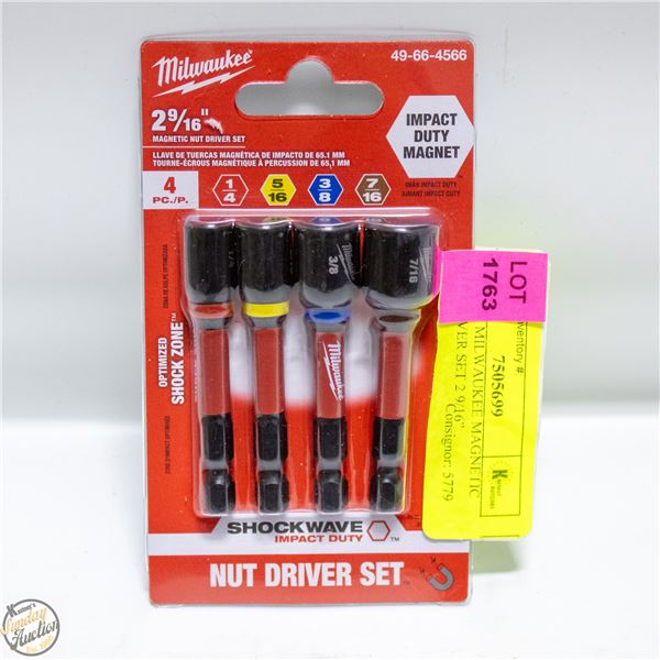PACK OF MILWAUKEE MAGNETIC NUT DRIVER SET 2 9/16”