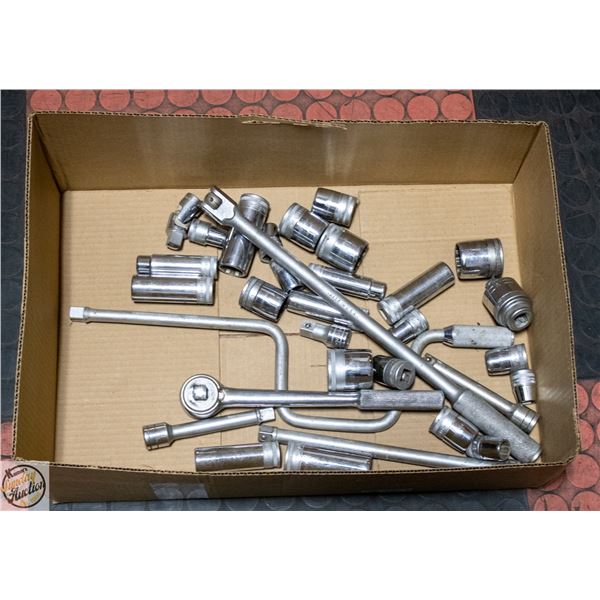LOT OF SOCKETS AND WRENCHES