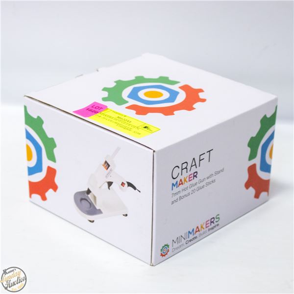 MINI MAKERS HOT GLUE GUN, STAND & 20 COLORED GLUE