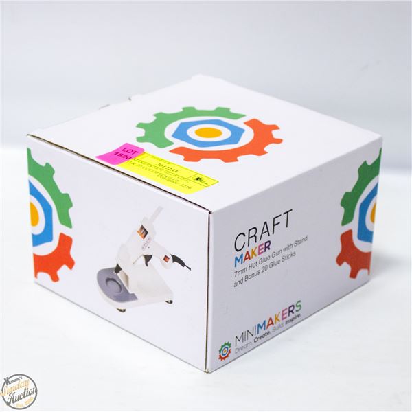 MINI MAKERS HOT GLUE GUN, STAND & 20 COLORED GLUE