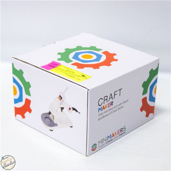 MINI MAKERS HOT GLUE GUN, STAND & 20 COLORED GLUE