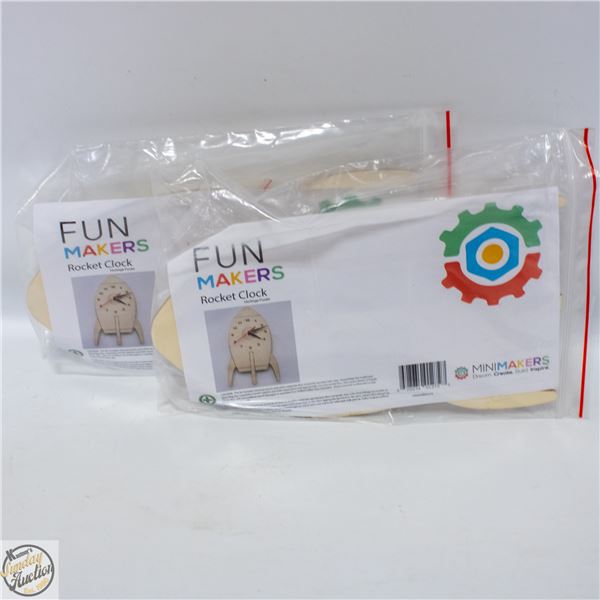 2 X ROCKET CLOCK WOODEN CRAFT KITS