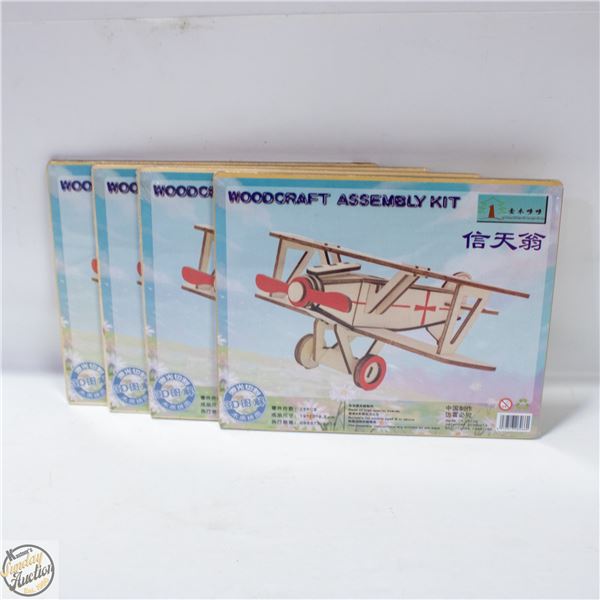 4 X WOODCRAFT AIRPLANE ASSEMBLY KITS WITH MOVEABLE