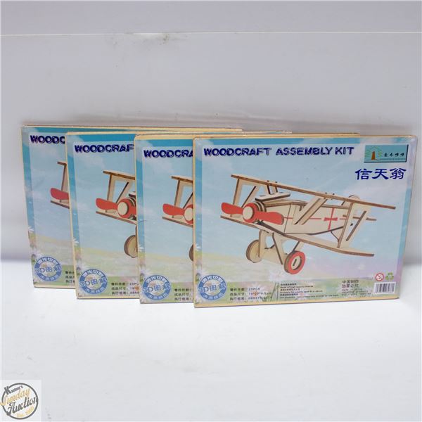 4 X WOODCRAFT AIRPLANE ASSEMBLY KITS WITH MOVEABLE
