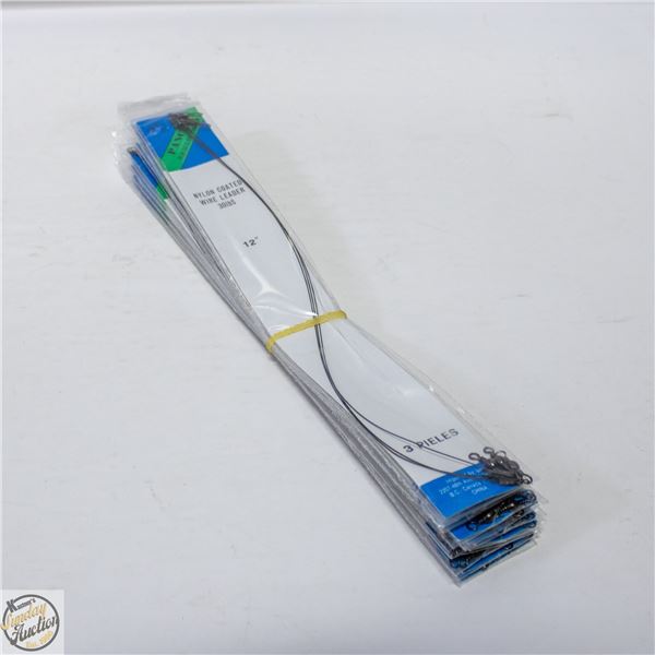 12X3PKS OF NYLON COATED WIRE 12” LEADERS 30LB