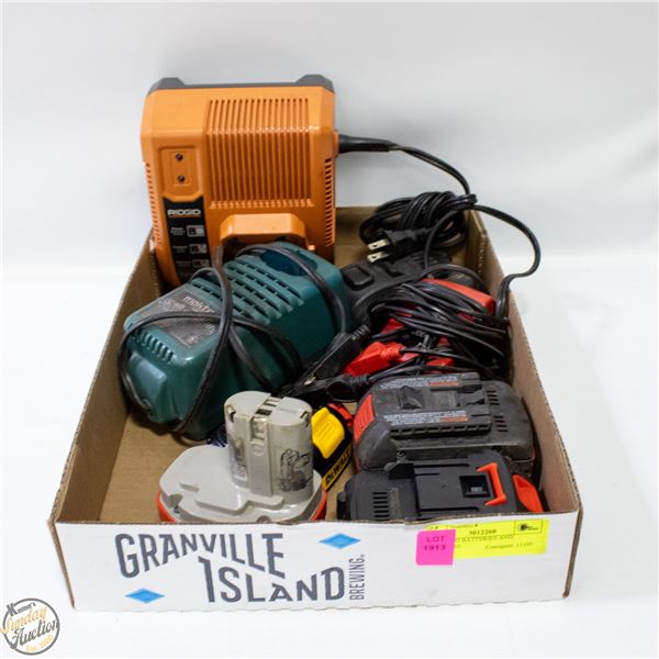 ASSORTED BATTERIES AND CHARGERS