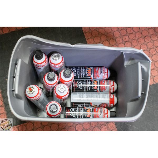 11 CANS OF FWI CLEANING WAX (MISSING SOME NOZZLES)